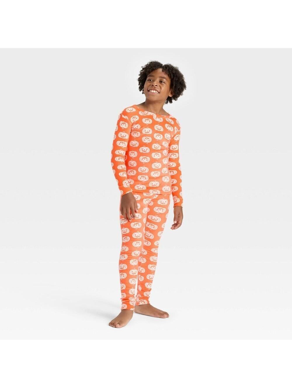 Kids' 2pc Halloween Pumpkins Soft Long Sleeve Pajama Set - Cat & Jack  8